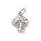 Brass Pave Cubic Zirconia Charms, Mushroom, Rack Plating, Lead Free & Cadmium Free, Long-Lasting Plated, with Jump Ring, Platinum, 13x10.5x5.5mm, Hole: 3.5mm