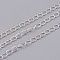 Brass Twisted Chains, Curb Chains, Soldered, with Spool, Lead Free & Cadmium Free, Silver Color Plated, 4x3x0.45mm, about 301.83 Feet(92m)/roll