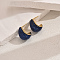 201 Stainless Steel Teardrop Glass Material High-end Minimalist Stud Earrings, Golden, Dark Blue, 20x15mm