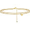 Heart Brass with Crystal Rhinestone Anklets, Golden, Letter W, 9-1/8 inch(230mm)