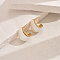 201 Stainless Steel Teardrop Glass Material High-end Minimalist Stud Earrings, Golden, White, 20x15mm