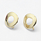 Brass Stud Earring Findings, with Loop, Steel Pins, Long-Lasting Plated, Nickel Free, Real 18K Gold Plated, Donut, 12x1.5mm, Hole: 2mm, Pin: 0.8mm