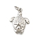 Brass Pendants, Tortoise Charms, with Jump Ring, Lead Free & Cadmium Free, Rack Plating, Long-Lasting Plated, Platinum, 16x12x3mm, Hole: 3.3mm