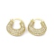 Clear Cubic Zirconia Horseshoe Hoop Earrings, Rack Plating Brass Jewelry for Women, Cadmium Free & Lead Free, Real 18K Gold Plated, 24.5x24x8mm, Pin: 0.9~2.1x0.5mm