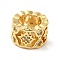 Rack Plating Brass Micro Pave Cubic Zirconia European Beads, Cadmium Free & Lead Free, Hollow, Flat Round with Star, Real 18K Gold Plated, 9x6mm, Hole: 5.6mm
