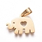 304 Stainless Steel Pendants, Elephant with Heart, Golden, 13x16x1.3mm, Hole: 6x3mm