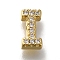 Rack Plating Brass Micro Pave Clear Cubic Zirconia Beads, Long-Lasting Plated, Cadmium Free & Lead Free, Real 18K Gold Plated, Letter I, 8x4x3mm, Hole: 0.8mm