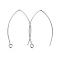 Tarnish Resistant 304 Stainless Steel Earring Hooks, with Horizontal Loop, Stainless Steel Color, 39~40x24x0.9mm, Hole: 2mm, 19 Gauge, Pin: 0.9mm