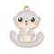 Alloy Enamel Pendants, Beaver Charm, Light Gold, Light Steel Blue, 28x21.5x1mm, Hole: 1.8mm
