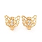 Brass Micro Pave Clear Cubic Zirconia Hook Clasps, Cadmium Free & Nickel Free & Lead Free, Butterfly, Real 18K Gold Plated, 9x10x6mm, Hole: 1.6mm