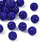 Grade A Rhinestone Beads, Pave Disco Ball Beads, Resin and China Clay, Round, Blue, PP11(1.7~1.8mm), 12mm, Hole: 1.5mm