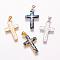 Freshwater Shell Pendants, with Brass Findings, Cross, Mixed Color, 26x16x2.5mm, Hole: 3.5x5mm