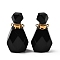 Natural Obsidian Perfume Bottle Pendants, Faceted Gems Bottle Charms with 304 Stainless Steel Findings, Golden, 35~35.5x20~20.5x13.5~14mm, Hole: 1.8mm