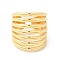 Brass Multi-Lines Open Cuff Ring, Cadmium Free & Lead Free, Real 16K Gold Plated, US Size 8 1/2(18.5mm)