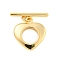 Brass Toggle Clasps, Cadmium Free & Nickel Free & Lead Free, Heart, Real 18K Gold Plated, Ring: 13x14x1.8mm, Hole: 1.6mm, Bar: 17.7x4.8x1.8mm, Hole: 1.6mm