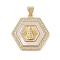 Brass Micro Pave Cubic Zirconia Pendants, Cadmium Free & Lead Free, with Shell Charms, Virgin Mary, Real 18K Gold Plated, Hexagon, 23.5x23.5x3.5mm, Hole: 3.5x4mm