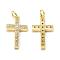 DIY Brass Micro Pave Cubic Zirconia Charms, Cross, Golden, 16x9x2mm, Hole: 2.5mm