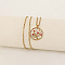 Alloy & Plastic Inner Flower Flat Round Pendant Necklaces, Golden, Red, 17.72 inch(45cm)