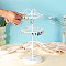 3-Tier Rotatable Iron Jewelry Earring Display Rack, Jewelry Stands for Earrings, White, 16x16x30cm