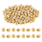 70Pcs Brass Beads, with Rubber Inside, Slider Beads, Round, Real 18K Gold Plated, 3x2.5mm, Hole: 1.5mm, Rubber Hole: 0.5mm