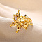 Brass Micro Pave Cubic Zirconia Adjustable Cuff Rings, Butterfly, Golden, Golden, Inner Diameter: Adjustable