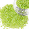 12/0 Grade A Round Glass Seed Beads, Transparent Colours Rainbow, Green Yellow, 12/0, 2x1.5mm, Hole: 0.9mm, about 30000pcs/bag
