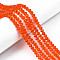 Glass Beads Strands, Faceted, Rondelle, Dark Orange, 6x5mm, Hole: 1mm, about 80~85pcs/strand, 38~40cm