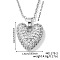 Elegant Romantic Heart Brass Micro Pave Clear Cubic Zirconia Pendant Necklace for Women, with Cable Chain, Platinum, 15.75 inch(40cm)