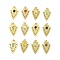 Natural & Synthetic Mixed Gemstone Pendants, 304 Stainless Steel Arrow Head Charms with Jump Rings, Real 18K Gold Plated, 25x15x4mm, Hole: 2.5mm
