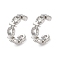 Rack Plated Brass Cuff Earring, Long-Lasting Plated, Lead Free & Cadmium Free, Cross, Platinum, 12x3.5x11mm