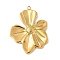 304 Stainless Steel Pendants, Flower Charms, Ion Plating(IP), Real 18K Gold Plated, 36x27x3mm, Hole: 1.6mm