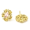 Flower Brass Micro Pave Cubic Zirconia Stud Earrings, Long-Lasting Plated, Lead Free & Cadmium Free, Real 18K Gold Plated, 14mm