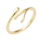 Brass Open Cuff Ring, Teardrop, Golden, US Size 6(16.5mm)
