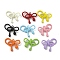 Spray Paint Alloy Pendants, Lead Free & Cadmium Free, Bowknot Charms, Mixed Color, 19x21x4.5mm, Hole: 1.2mm