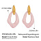 Stainless Steel Hollow Nuggets Stud Earrings, Real 18K Gold Plated, Pink, 47x26mm