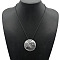 Alloy Pendant Necklace Round Heart Love Flower Fish Pendant Necklace, Silver