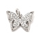 Rack Plating Brass Micro Pave Cubic Zirconia Charms, Hollow Butterfly Charm, Long-Lasting Plated,with Jump Rings, Cadmium Free & Lead Free, Real Platinum Plated, 9.5x13x2mm, Hole: 3mm