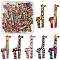 35Pcs 7 Colors Printed Alloy Pendants, Cadmium Free & Nickel Free & Lead Free, Giraffe, Mixed Color, 33x17x1.5mm, Hole: 1.2mm, 5pcs/color