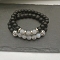Natural Lava Rock & Frosted Stone Round Beads Stretch Bracelet Set Women, with Weathering Agate Beads