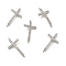 Brass Micro Pave Clear Cubic Zirconia Connector Charms, Cadmium Free & Nickel Free & Lead Free, Religion Cross Links, Platinum, 31x16x3.5mm, Hole: 1.2mm