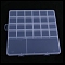 Transparent Plastic Bead Containers, with 26 Compartments, for DIY Art Craft, Nail Diamonds, Bead Storage, Rectangle, Clear, 19.2x20x1.9cm