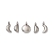 5Pcs 304 Stainless Steel Charms, Flat Round & Moon Charm, Anti-Tarnish, Stainless Steel Color, 10.5x4~8x2.5~3mm, Hole: 1.8mm