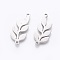 Non-Tarnish 201 Stainless Steel Links, Manual Polishing, Leaf, Stainless Steel Color, 22.5x10x1.5mm, Hole: 1.2mm