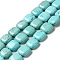 Natural Howlite Beads Strands, Dyed, Square, Turquoise, 12x12x5mm, Hole: 1.2mm, about 33pcs/strand, 15.75 inch(40cm)