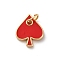 Brass Enamel Charms, Heart Charm, with Jump Ring, Cadmium Free & Lead Free, Rack Plating, Long-Lasting Plated, Real 18K Gold Plated, Red, 14.5x12x2mm, Hole: 3.5mm