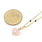Brass Pendant Necklaces, with Resin, Real 14K Gold Plated, Heart, 15.75 inch(40cm)+55mm extender, pendants: 12x13mm.