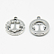 Tibetan Style Alloy Pendants, Flat Round with Anchor, Cadmium Free & Nickel Free & Lead Free, Antique Silver, 17x14.5x2.5mm, Hole: 1mm, about 810pcs/1000g