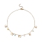 Brass Butterfly & Glass Beaded Charms Necklace with 304 Stainless Steel Chains for Women, Golden, 15.94 inch(40.5cm)