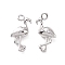 Brass Pendants, Flamingo, Real Platinum Plated, 15x8.5x4mm, Hole: 1.5mm
