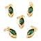 Real 18K Gold Plated Brass Micro Pave Cubic Zirconia Charms, with Jump Ring, Long-Lasting Plated, Horse Eye, Green, 9x4x3.5mm, Jump Ring: 4x0.5mm, 2.5mm Inner Diameter